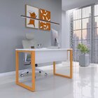 Mesa Madeira M150/60p25tub 150cm Industrial Branco E Laranja