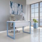 Mesa Madeira M150/70p25tub 150cm Industrial Branco E Azul Dal