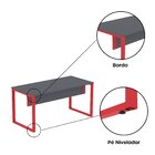 Mesa Madeira M150/70p25tub 150cm Industrial Grafito E Vermelh