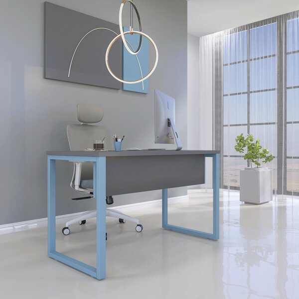 Mesa Madeira M1700/700p25tub 170cm Industrial Grafito E Azul