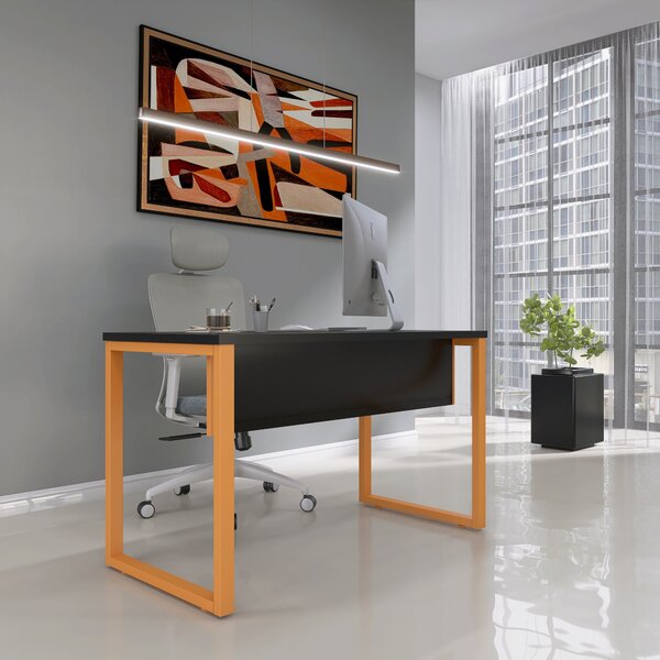 Mesa Madeira M1700/700p25tub 170cm Industrial Preto E Laranja