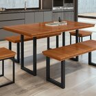 Mesa Madeira Maciça Ripado 200x90cm Itália Preto / Marrom