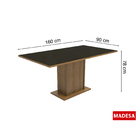 Mesa Madesa Retangular Tampo de Vidro 5275 Rustic/Preto