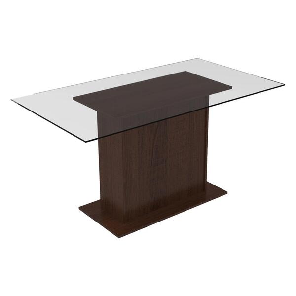 Mesa Madesa Retangular Tampo De Vidro 5330 - Tabaco