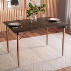 Mesa Madri Cor Preto Com Pés Cor Natural - Speciale Home