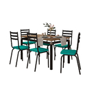 Mesa Malva Com 6 Cadeiras 118 Assento Azul Turquesa 136 Cm