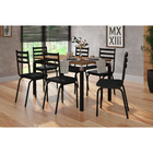 Mesa Malva T01 Com 6 Cadeiras 118 Assento Preto 136 Cm