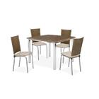 Mesa Marshella 90x90 Cromado Tampo Malbec Com 4 Cadeiras Alfa