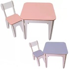 Mesa Mesinha Infantil Com Cadeira Em Madeira Para Estudo Rosa