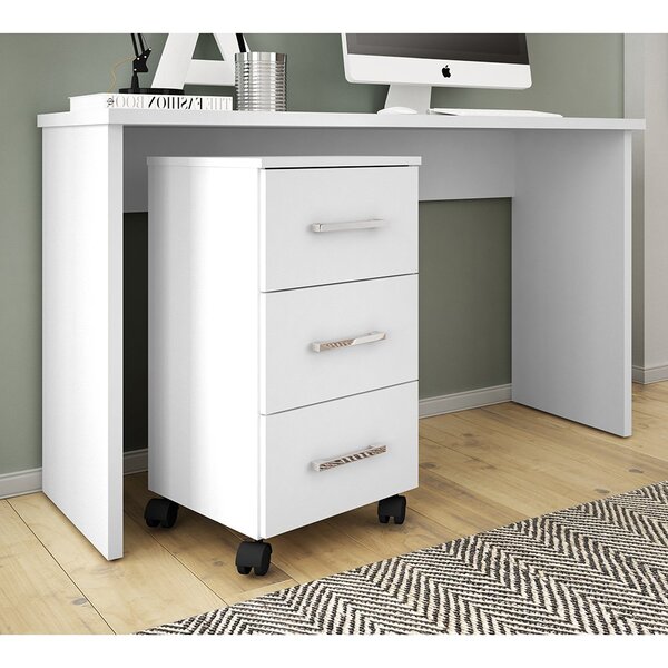 Mesa Móveis Leão Gavea Com Gaveteiro Pietra 3 Gavetas