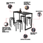 Mesa Multiuso Porto Preto 120cm Com 04 Banquetas Manu Corino