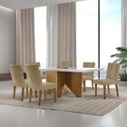 Mesa Nancy 180 Tampo Mdf Vidro Canto Reto Com 6 Cadeiras Dand