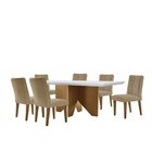 Mesa Nancy 180 Tampo Mdf Vidro Canto Reto Com 6 Cadeiras Dand