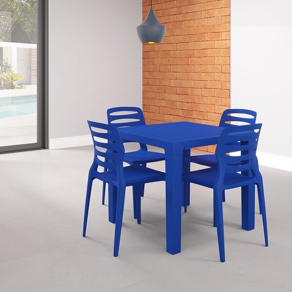 Mesa Niala Quadrada Adulta Tampo Plástico Azul