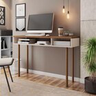 Mesa Office 120cm Retrô Megan Pés Em Madeira Maciça Off White