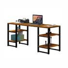 Mesa Office Com Estantes Leon Preto Canela Rustico