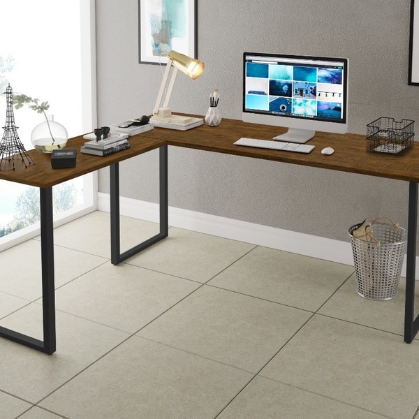 Mesa Office Escrivaninha Escritório E Estudo Em L - Preto/imb