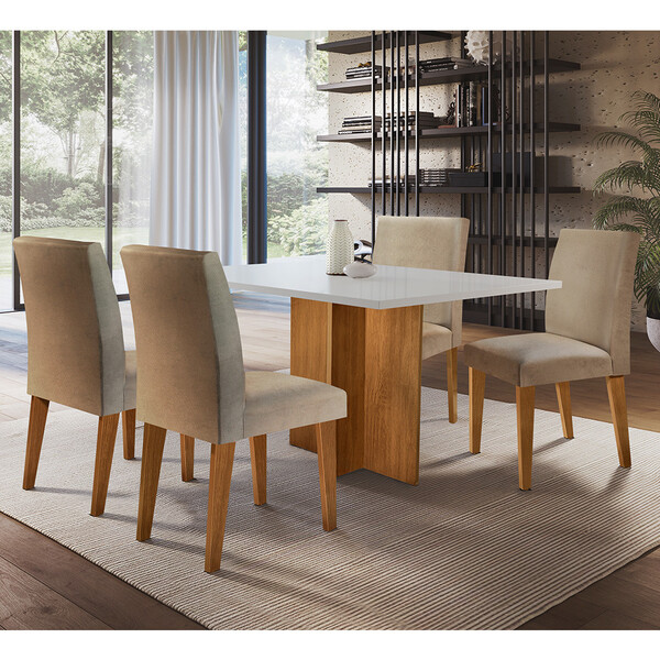 Mesa Olivia Em Mdf Com 4 Cadeiras Grecia Moderna