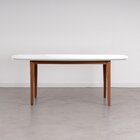 Mesa Oval 6 Lugares 1,6m Tampo Vidro E Mdf Tiê Cabecasa Madei