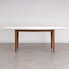 Mesa Oval 8 Lugares 2,0m Tampo Vidro E Mdf Tiê Cabecasa Madei