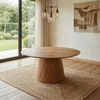 Mesa Oval Design Moderno 180cm X 100cm Base Em Madeira Maciça