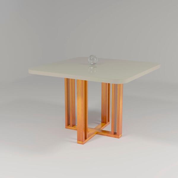 Mesa Paola 90x90 Mdf/vidro Bom Pastor