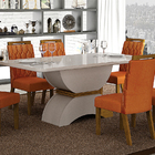 Mesa Para 06 Cadeiras Atenas Tampo Copo Mdf-vidro 1,60m Leife