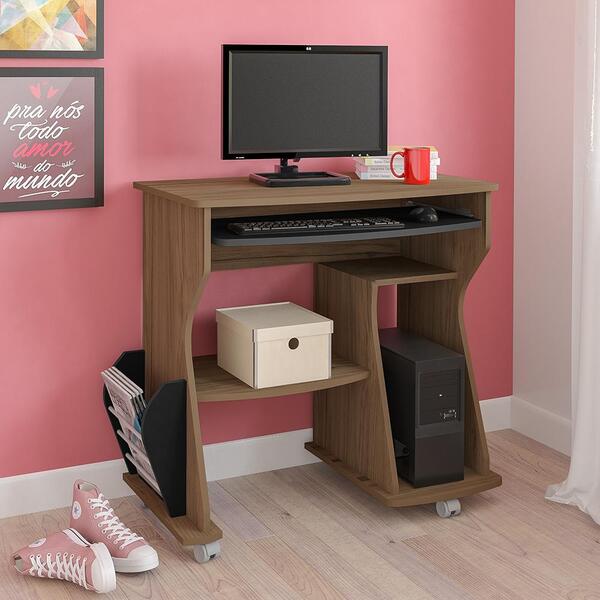 Mesa Para Computador Azir Amendoa Preto