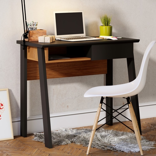 Mesa Para Computador Com Gavetas Mandy Preto Noce