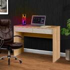 Mesa Para Computador Com Gavetas Ripadas Carvalho Off White C