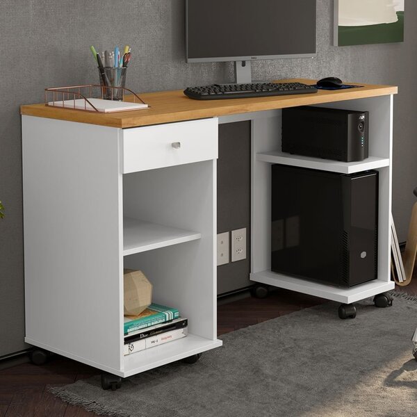 Mesa Para Computador Com Nicho Million 1 Gaveta 125cm Branco