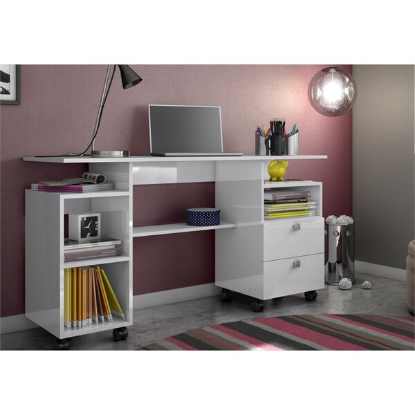 Mesa Para Computador Com Rodízios – C215 Branco Brilho - Dall