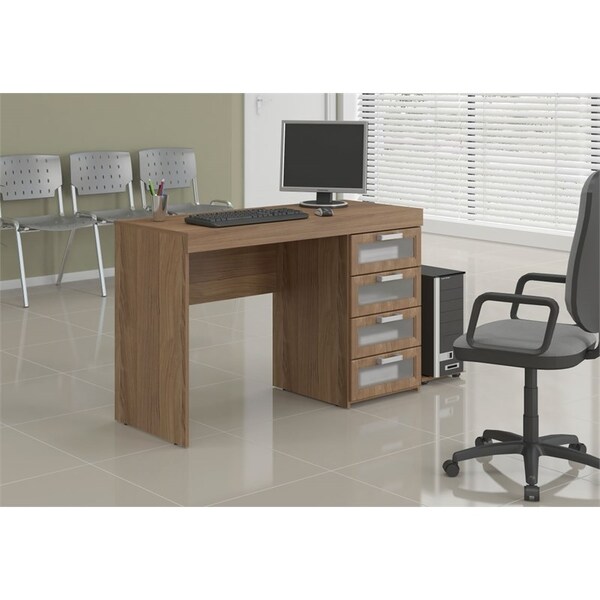 Mesa Para Computador E Notebook Com 4 Gavetas Com Vidro Casta