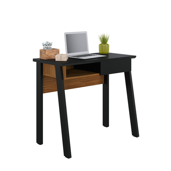 Mesa Para Computador Escrivaninha 01 Gaveta Click 90 Cm Preto