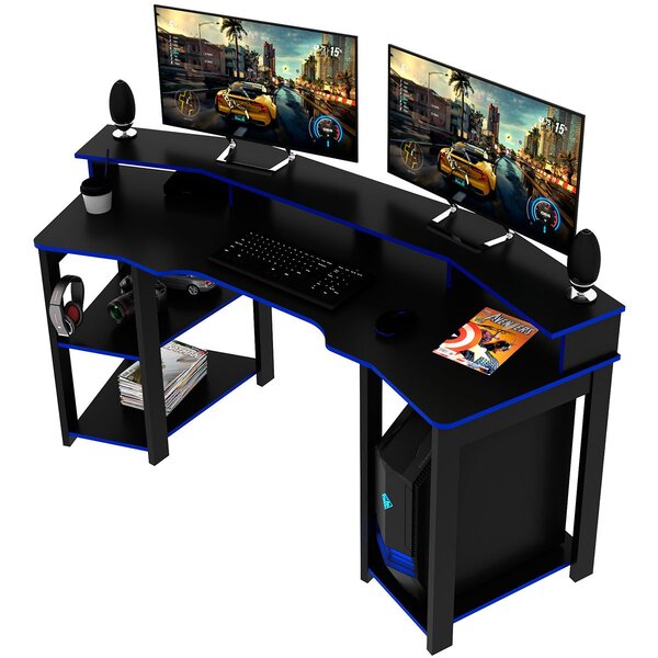 Mesa Para Computador Gamer Espaço Para 2 Monitores E Cpu Pret
