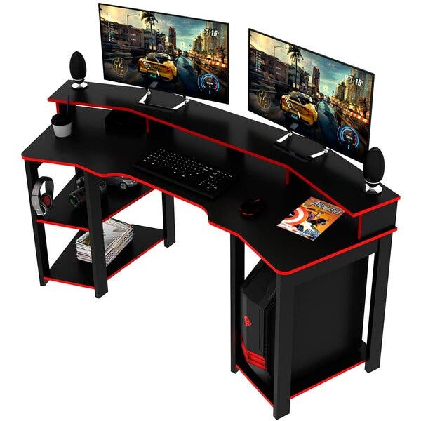 Mesa Para Computador Gamer Espaço Para 2 Monitores E Cpu ...
