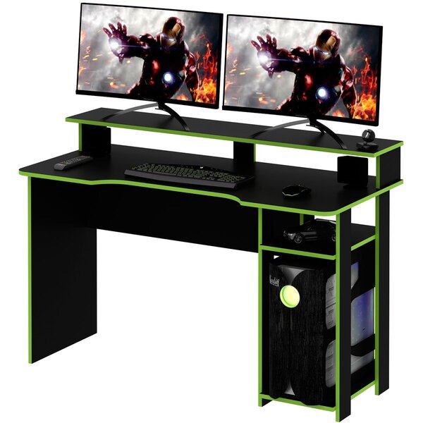 Mesa Para Computador Gamer Espaço Para 2 Monitores E Cpu Pret