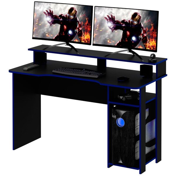 Mesa Para Computador Gamer Espaço Para 2 Monitores E Cpu Pret