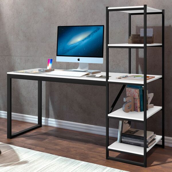 Mesa Para Computador Innovare 4 Prateleiras Preto/branco - Ar