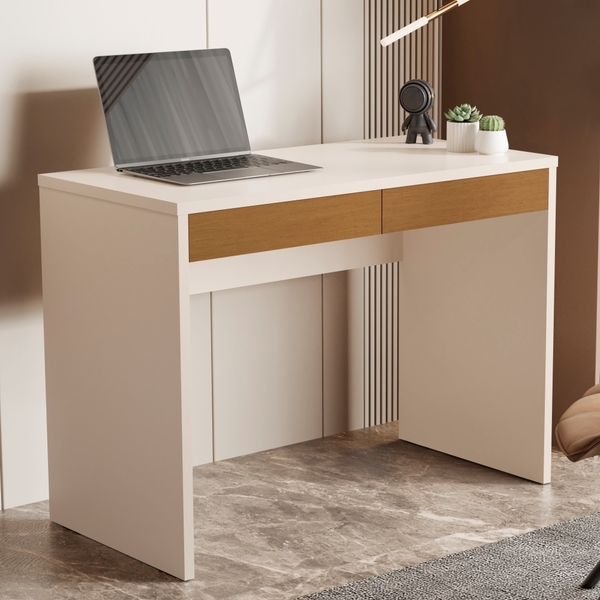 Mesa Para Computador Marvin Pérola Nature 2 Gavetas