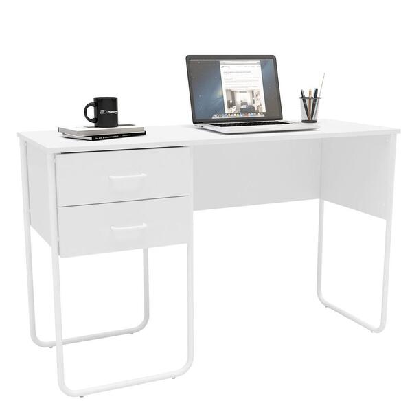 Mesa Para Computador Notebook 120cm 2 Gavetas Foster Branco -