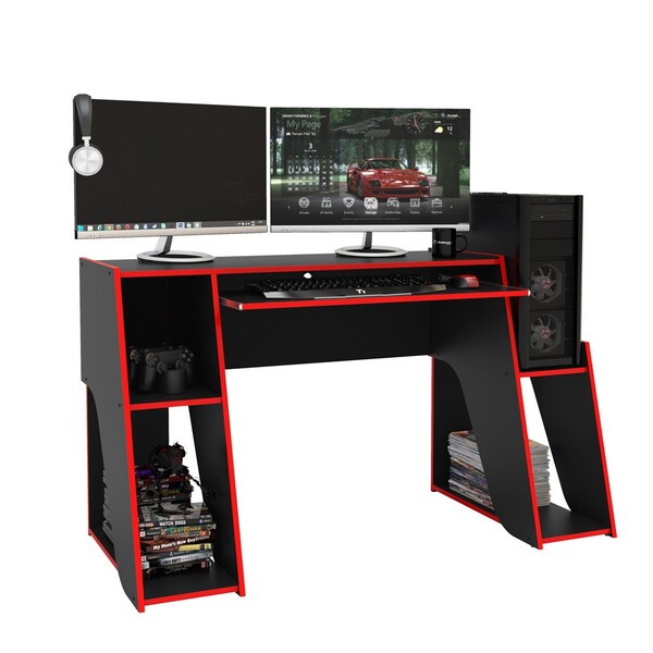 Mesa Para Computador Notebook Gamer Kyoto Preto/vermelho - Po