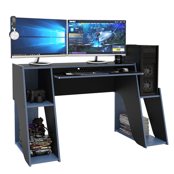 Mesa Para Computador Notebook Pc Gamer Kyoto P01 Preto Azul -