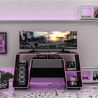 Mesa Para Computador Notebook Pc Gamer London P01 Preto Rosa