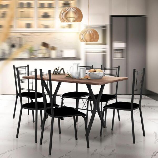 Mesa Para Cozinha Com 6 Cadeiras Estofadas Confraternização S