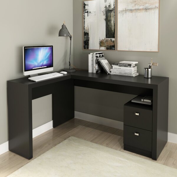 Mesa Para Escritório 113x138,5cm Em L Com 2 Gavetas Me4129 Pr