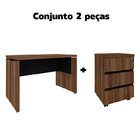 Mesa Para Escritório 140cm Tampo Tamburato Com Gaveteiro 3 Ga