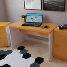 Mesa Para Escritório 140cmx60cm 40mm  Branco/amarela