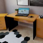 Mesa Para Escritório 140cmx60cm 40mm  Preto/amarela