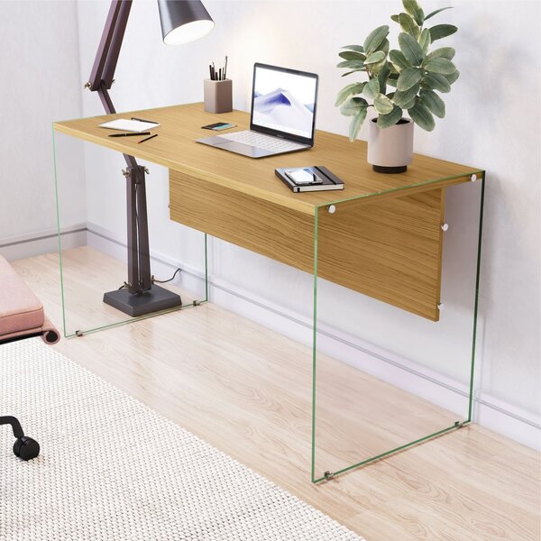 Mesa Para Escritório 152cm Com Estrutura Em Vidro Laguna Espr